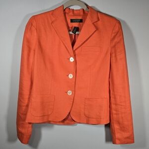 Lauren‎ Ralph Lauren Coral Linen Blazer Size 6P Petite Lightweight Jacket